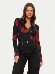 Guess Bluzka W5RP26 KCMI2 Czarny Regular Fit. Czarne bluzki Guess, l, z aplikacjami, z syntetyku, bez kołnierzyka, bez ramiączek. Za 225.00 zł.