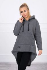 Bluza ocieplana z długim tyłem i kapturem grafitowa. Szare bluzy KESI, l, bez wzorów, z bawełny, bez ramiączek. Za 238.37 zł.