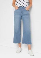 Jeansy 7/8 wide fit. Szare jeansy bonprix, bez wzorów, z jeansu. Za 97.99 zł.
