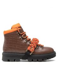 Pinko Trapery Zenzero Scarpa AI 22-23 BLKS1 1H2134 A07K Brązowy. Brązowe traperki Pinko, bez wzorów, ze skóry, bez obcasa, bez zapięcia. Za 2,069.00 zł.