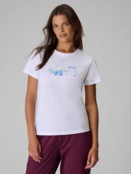 4F T-shirt regular z nadrukiem damski - biały XXL. Białe t-shirty sportowe 4f, m, bez wzorów, z bawełny, bez ramiączek, trekkingowe. Za 69.99 zł.
