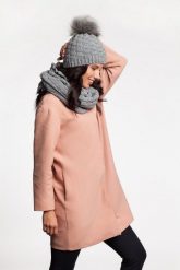 Komplet Damski PaMaMi Jasnoszary czapka komin PZ-107/003. Czapki zimowe na zimę, bez wzorów, eleganckie. Za 149.90 zł.