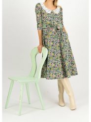 Blutsgeschwister Sukienka "Me in Wonderland" w kolorze zielono-żółto-jasnoróżowym rozmiar: XS. Zielone sukienki Blutsgeschwister, s, bez wzorów, z bawełny, bez kołnierzyka, bez ramiączek, midi. Za 177.94 zł.