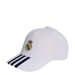 Czapka Real Madryt. Białe czapki z daszkiem adidas, bez wzorów, z bawełny. Za 89.95 zł.