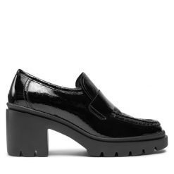 Półbuty HÖGL. Czarne półbuty wsuwane Högl, bez wzorów, bez obcasa, na obcasie. Za 389.99 zł.
