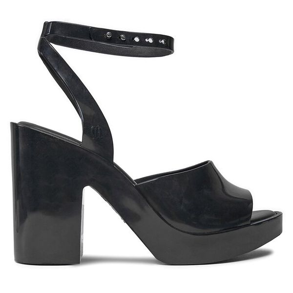 Sandały Melissa. Czarne sandały Melissa, bez wzorów, bez obcasa, na słupku, bez zapięcia. Za 399.99 zł.