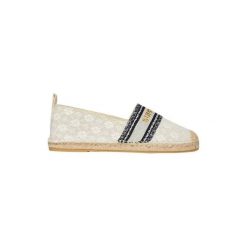 Espadryle z płótna z wstawką dla kobiet Superdry. Brązowe espadryle Superdry, bez wzorów, z koronki, bez obcasa. Za 277.70 zł.