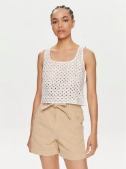 United Colors Of Benetton Top 58BHDH00L Biały Slim Fit. Białe topy United Colors Of Benetton, l, bez wzorów, z bawełny, bez kołnierzyka, bez ramiączek. Za 119.99 zł.