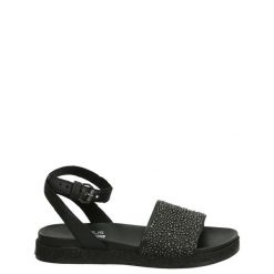 CZARNE SANDAŁY M92004 NERO. Czarne sandały Venezia, bez wzorów, ze skóry, bez obcasa, bez zapięcia. Za 299.00 zł.
