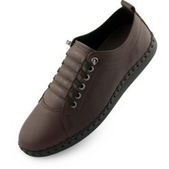 Eleganckie skórzane trampki Nell M6019 w kolorze brązowym, rozmiar 39. Brązowe trampki ENELL, bez wzorów, eleganckie, bez zapięcia. Za 337.99 zł.