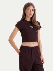 Calvin Klein Jeans T-Shirt LV047AB802 Brązowy Slim Fit. Brązowe t-shirty Calvin Klein Jeans, m, bez wzorów, z bawełny, bez kołnierzyka, bez ramiączek. Za 169.99 zł.