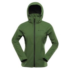 Kurtka softshell damska Alpine Pro Hoora. Zielone kurtki przejściowe sportowe Alpine Pro, s, bez wzorów, z softshellu, bez kaptura, trekkingowe. W wyprzedaży za 369.00 zł.