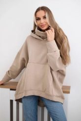 Bluza ocieplana oversize jasno beżowa. Brązowe bluzy KESI, l, bez wzorów, z bawełny, bez ramiączek, bez kaptura. Za 270.16 zł.