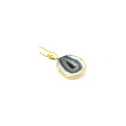 Naszyjnik Agat Geoda Czarno-Biała złoto. Szare naszyjniki Brazi druse jewelry. Za 170.00 zł.