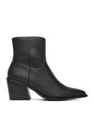 DeeZee Botki W4LH150607 Czarny. Czarne botki DeeZee, bez wzorów, z materiału, bez obcasa, na słupku, bez zapięcia. Za 199.99 zł.
