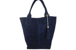 Shopper bag skórzany BARBERINI'S granatowy 375/8-4. Niebieskie shopper bag Barberinis, bez wzorów, ze skóry, biznesowe, zamszowe, bez dodatków. Za 199.99 zł.