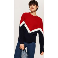 Trójkolorowy sweter - Czerwony. Swetry marki DOMYOS. W wyprzedaży za 39.99 zł.