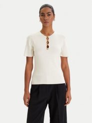 KARL LAGERFELD Bluzka B1W18014 Écru Slim Fit. Bluzki KARL LAGERFELD, s, bez wzorów, z wiskozy, bez kołnierzyka, bez ramiączek. Za 779.99 zł.