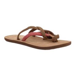 Sandały Damskie Gypsy. Brązowe sandały Reef, bez wzorów, z materiału, z otwartym noskiem, bez obcasa, na obcasie, bez zapięcia. Za 114.99 zł.