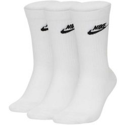 SKARPETY Nike Sportswear Everyday Essential Crew 3 Pairs, Dla obu płci. Białe skarpetki Nike, bez wzorów, z poliesteru. Za 190.00 zł.