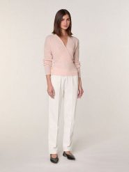 Rodier Wełniany sweter w kolorze jasnoróżowym rozmiar: M. Różowe swetry Rodier, m, bez wzorów, z wełny, bez ramiączek. Za 295.99 zł.