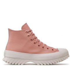 Trampki Converse. Czerwone botki Converse, bez wzorów, retro, bez obcasa, na płaskiej podeszwie, bez zapięcia. Za 399.99 zł.