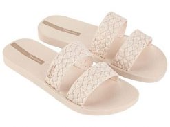 Klapki damskie Ipanema Renda Ii. Brązowe klapki Ipanema, bez wzorów, z materiału, bez obcasa, bez zapięcia. Za 89.00 zł.