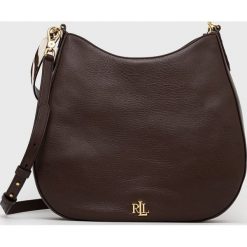 Lauren Ralph Lauren torebka skórzana kolor brązowy. Brązowe shopper bag Lauren Ralph Lauren, bez wzorów, na ramię, bez dodatków. Za 1,989.90 zł.
