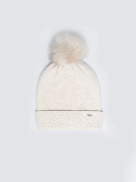 Czapka damska zimowa z pomponem perłowa Stanilo 103. Białe czapki zimowe BIG STAR, bez wzorów, eleganckie. W wyprzedaży za 79.99 zł.