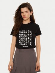 KARL LAGERFELD T-Shirt A1W17124 Czarny Regular Fit. Czarne t-shirty KARL LAGERFELD, m, bez wzorów, z bawełny, bez kołnierzyka, bez ramiączek. Za 299.99 zł.