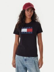 Tommy Jeans T-Shirt Flag DW0DW22562 Czarny Regular Fit. Czarne t-shirty Tommy Jeans, l, bez wzorów, z bawełny, bez kołnierzyka, bez ramiączek. Za 149.99 zł.