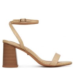 Sandały DeeZee. Brązowe sandały DeeZee, bez wzorów, bez obcasa, na słupku, bez zapięcia. Za 129.99 zł.