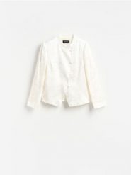 Marynarka z wiskozy - złamana biel. Marynarki i żakiety Reserved, l, bez wzorów, z wiskozy, bez ramiączek. Za 229.99 zł.