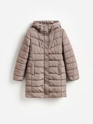 Pikowana kurtka - brązowy. Brązowe kurtki Reserved, l, bez wzorów, z tkaniny, bez kaptura. Za 159.99 zł.