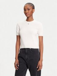 Tommy Jeans Sweter Essential DW0DW19336 Beżowy Regular Fit. Brązowe swetry Tommy Jeans, l, bez wzorów, z bawełny, bez ramiączek. Za 389.99 zł.