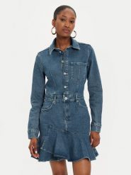 Karl Lagerfeld Jeans Sukienka jeansowa 245J1302 Niebieski Slim Fit. Niebieskie sukienki Karl Lagerfeld Jeans, xs, bez wzorów, z bawełny, bez kołnierzyka, bez ramiączek. Za 449.99 zł.
