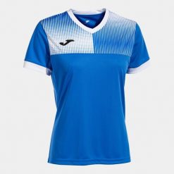 Zrównoważony T-shirt Joma Eco Supernova Royal-White dla kobiet. Białe t-shirty Joma, bez wzorów, z poliesteru, sportowe, bez kołnierzyka, bez ramiączek. Za 176.99 zł.