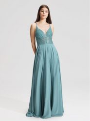 Hey Kyla Sukienka wieczorowa 5AC105HK Niebieski Regular Fit. Niebieskie sukienki Hey Kyla, bez wzorów, z syntetyku, wizytowe, bez kołnierzyka, bez ramiączek. Za 399.99 zł.