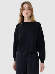 4F Bluza dresowa nierozpinana z modalem damska - czarna S. Czarne bluzy bez kaptura 4f, s, bez wzorów, z dresówki, bez kaptura. W wyprzedaży za 89.99 zł.