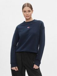 Tommy Jeans Bluza Badge DW0DW17325 Granatowy Regular Fit. Niebieskie bluzy Tommy Jeans, xs, bez wzorów, z bawełny, bez kaptura. Za 239.99 zł.