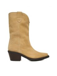 Badura Kowbojki EO-CAMILA-5031 Beżowy. Brązowe botki Badura, bez wzorów, ze skóry, bez obcasa, na słupku, bez zapięcia. Za 259.99 zł.