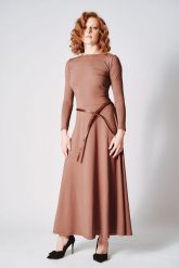 Sukienka Vivienne Czekoladowa. Brązowe sukienki Hultaj Polski, na co dzień, m, bez wzorów, z lycry, wizytowe, bez kołnierzyka, bez ramiączek. Za 429.00 zł.