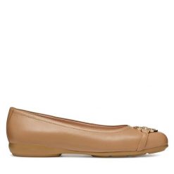 Baleriny Geox. Brązowe baleriny Geox, bez wzorów, bez obcasa, bez zapięcia. Za 249.99 zł.