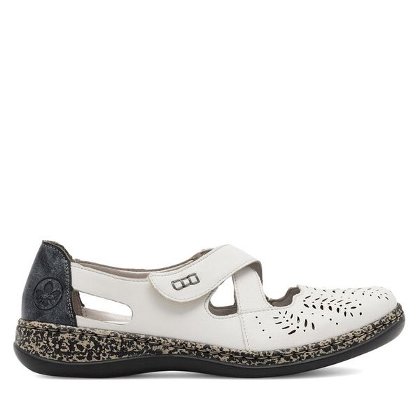 Półbuty Rieker. Białe półbuty wsuwane Rieker, bez wzorów, bez obcasa, na płaskiej podeszwie. Za 329.99 zł.