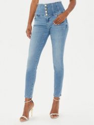 Guess Jeansy W4YA0M D5E42 Niebieski Skinny Fit. Niebieskie jeansy Guess, m, z aplikacjami, z bawełny. Za 319.99 zł.