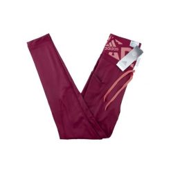 Legginsy treningowe damskie Adidas. Czerwone legginsy sportowe adidas, bez wzorów, z poliesteru. Za 134.55 zł.