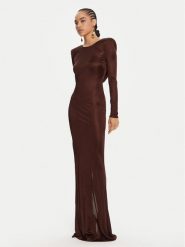 Elisabetta Franchi Sukienka wieczorowa AB-R10-56E2-V690 Brązowy Regular Fit. Brązowe sukienki Elisabetta Franchi, bez wzorów, z wiskozy, wizytowe, bez kołnierzyka, bez ramiączek. Za 2,989.00 zł.