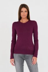GUESS Bordowy damski cienki sweter. Czerwone swetry Guess, s, z aplikacjami, bez ramiączek. W wyprzedaży za 229.99 zł.