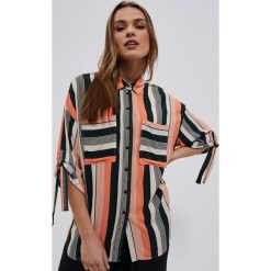 Wzorzysta koszula z wiskozy piaskowa. Brązowe koszule MOODO, xs, bez wzorów, z wiskozy, bez kołnierzyka, bez ramiączek. W wyprzedaży za 17.99 zł.