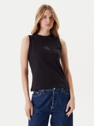 Calvin Klein Jeans Top LV047C852G Czarny Regular Fit. Czarne topy Calvin Klein Jeans, xl, bez wzorów, z bawełny, bez kołnierzyka, bez ramiączek. Za 179.99 zł.